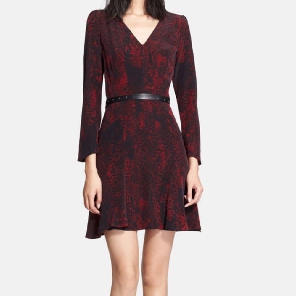 The Kooples / Red Silk Python Belted Stud Wrap Sn… - image 2